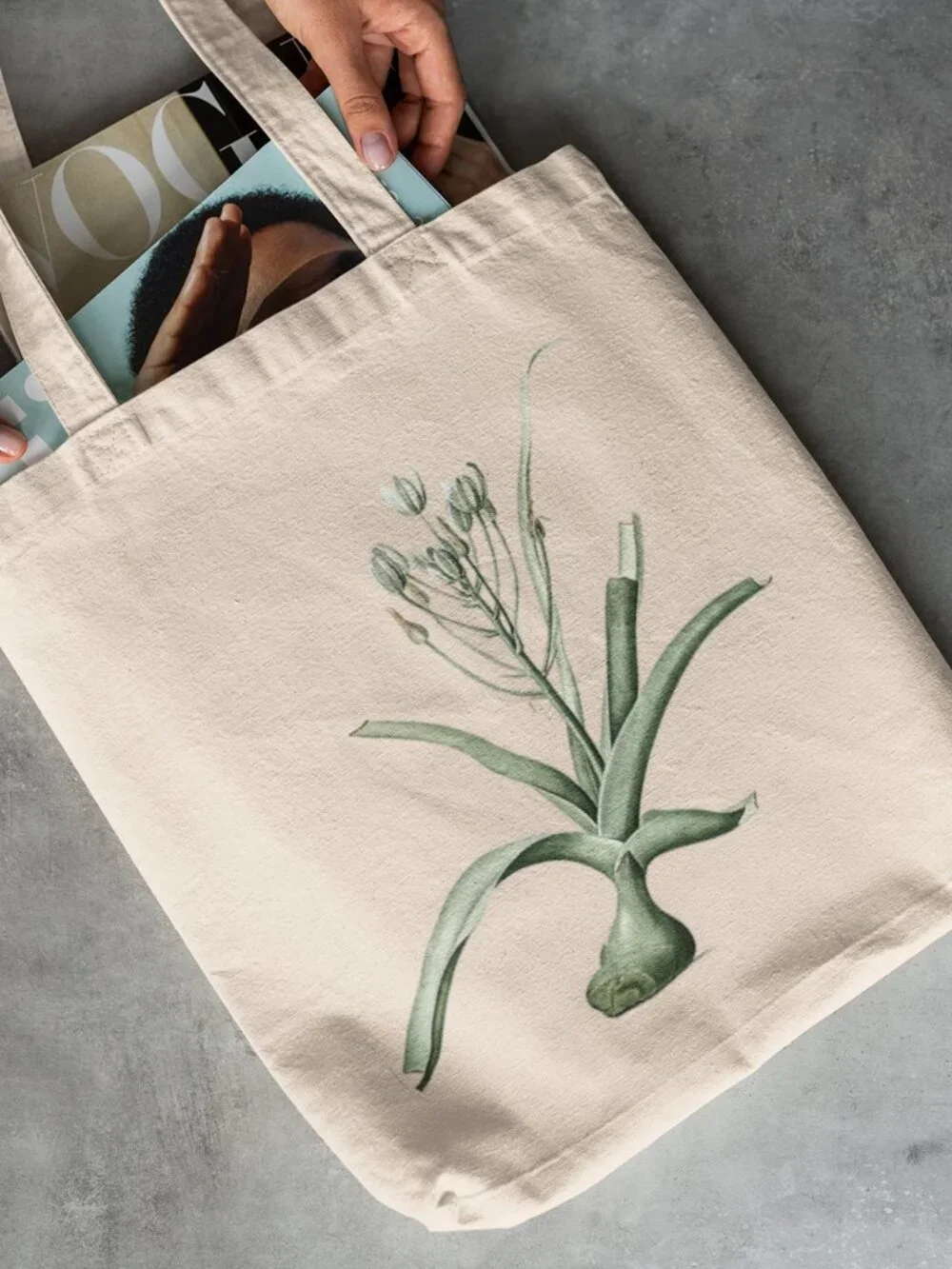 Giant Himalayan Lily Vintage Floral Print Graphic Canvas Tote Bag